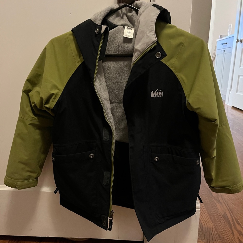 boys rei fleece lined rain jacket